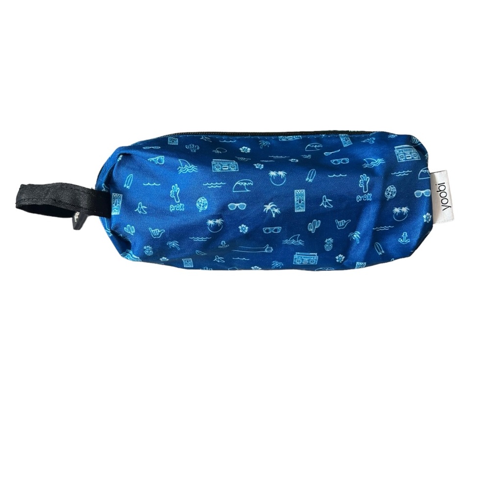 Yoobi Pencil Case Zipper Pouch Blue With Designs